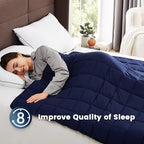 CuteKing Weighted Blanket for Adults (12lbs, 48"x72", Navy Blue) Heavy Blanket for 110-130lbs, Weighted Blanket for Cooling & Heating with Premium Glass Beads, Thick Blanket for Adult All-Season
