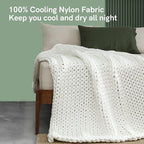 YnM Cooling Weighted Blanket, Handmade Chunky Yarn Knitted Design, Temperature Regulating and Breathable, Machine Washable Throw for Sleep or Home Decor (White, 60x80 Inch, 20lbs)