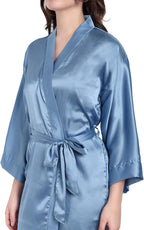Silk Robes for Women Ankle Length Satin Kimono Robes with Belt Bridemaids Sleepwear Bachelorette Nightgown