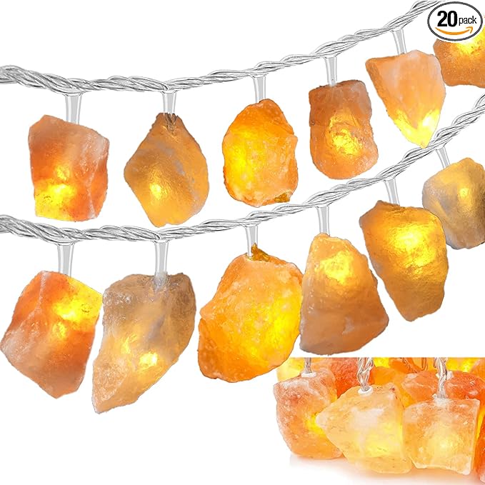 Himalayan Salt Light String for Bedroom with 20 Rock,11.5ft USB Powered String Fairy Lights Night Salt Lamp,Natural Salt Rock,Handmade Ambient Light for Office Home Wedding Party Christmas Decorations