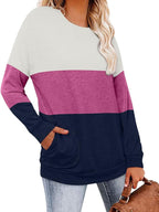 Magritta Women's Long Sleeve Leopard Color Block Tunic Comfy Crewneck T Shirt Tops Black XL