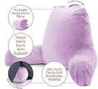Clara Clark Reading Pillow with Shredded Memory Foam Includes 2 Neck and Lumber Support Pillows, Designed for Sitting Up in Bed and Couch, Back and Arms Adjustable Support for Adults & Teens, Lavender