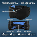 Deep Sleep Mask with Bluetooth 5.4 Headphones - Blackout Sleeping Mask Side Sleeper Eye Masks Earphone Rechargeable Headband Wiless Music Ear Muffs Portable Travel Essentials Gift for Women Men Mom