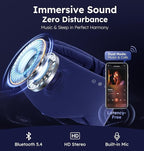 Luxury Bluetooth 5.4 Sleep Mask for Adults - Ice Fiber Cooling & HD Sound, 100% Light Blocking Adjustable Eye Cover for Travel & Side Sleepers - Soft Sleep Headphones with 10H Playtime (Blue)