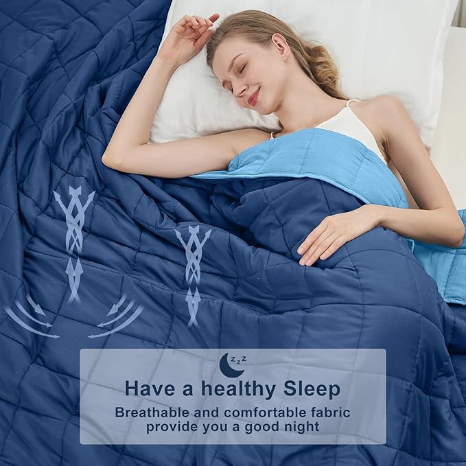 Blue Weighted Blanket for Adults 25lbs, 88"x104", Cal King Cooling Heavy Throw Blanket for 220-280lbs, Microfiber Soft Thick Big Blankets Weighted Comforter Gift for Sleeping
