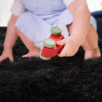 junovo 2x3 Small Washable Rug, Black Soft Non Slip Throw Carpet, Fluffy Shaggy Entryway Rugs for Bedroom Nursery, Indoor Inside Front Entrance Floor Mat for Home Decor Aesthetic