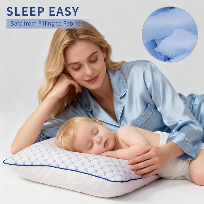 Bed Pillows King Size for Sleeping, Soft and Supportive Bed Pillows with Memory Foam Filling for Side and Back Sleepers, Neck Supportive-King, 1 Pack