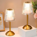 Liliful 1 Pcs Cordless Table Lamp Rechargeable Touch LED Small Gold Portable Battery Operated USB-c Desk Lamp 3 Color Dimmable for Bedroom Living Room Dining (Gold,Hollow Lined Style)