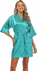 Robe for Women Silky Lightweight Satin Kimono Bride Bridesmaids Wedding Party Robes Dressing Gown Summer Loungewear