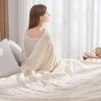 NEWCOSPLAY Super Soft King Blanket Ivory Love Premium Silky Flannel Fleece 3D Heart Checkered Lightweight Bed Blanket All Season Use (Ivory Love, King(90"x110"))