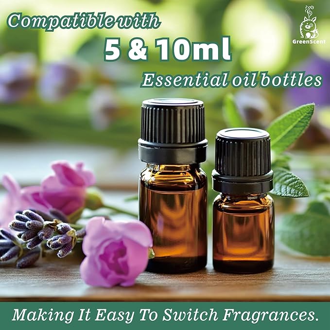 Waterless Essential Oil Diffuser : Plug in Diffuser for Bathroom, Bedroom, Living Room, Kitchen. Daily 12H Timer Intermittent Dry Mist, Fits 10ml Oil Bottles,(2026 New Model)