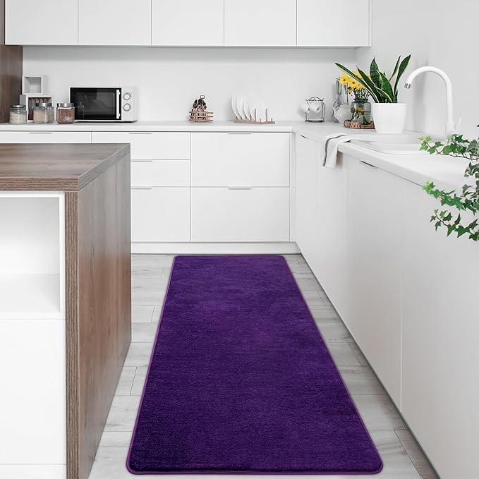 Softlife Washable Runner Rug for Bedroom Living Room Rug, 2x6 Purple Soft Fluffy Hallway Runner Rug, Non-Slip Indoor Carpet for Kitchen Laundary Room Decor Entryway Bathroom