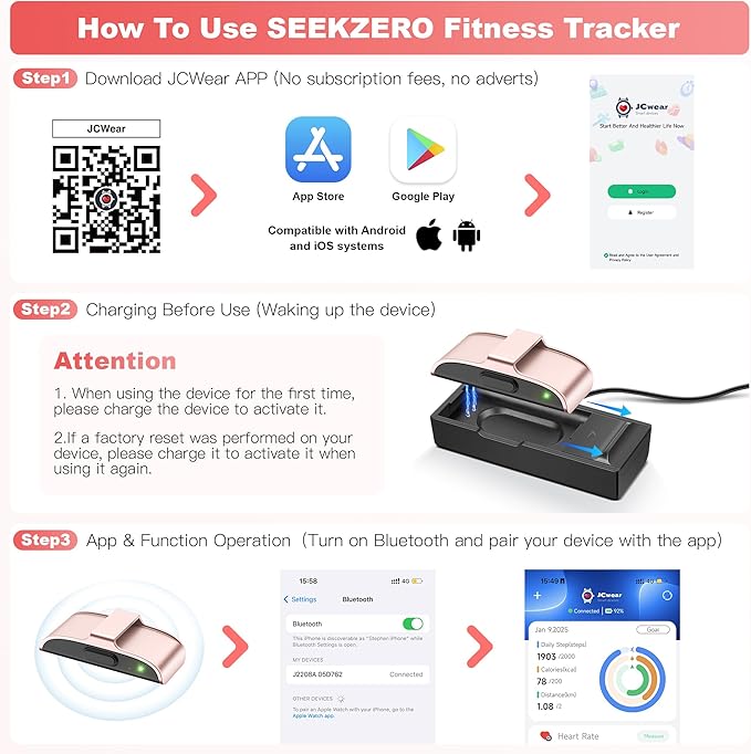 Sleep Tracker, Activity & Fitness Trackers | Health Smart Bracelet 24/7 Heart Rate | Step & Calorie Counter | IP68 Waterproof Smart Tracker, Valentine’s Day Gifts for Women, Family & Friends
