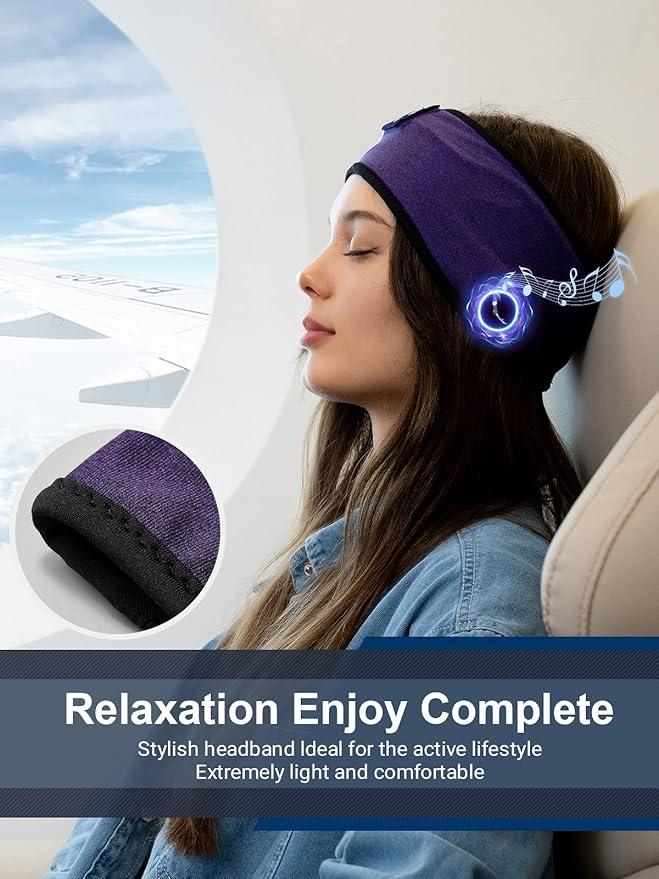 Lullaband Bluetooth Headband Headphones, Sleep Headphones for Side Sleepers, Comfortable Headband with Thin Speaker Microphone Handsfree Gift