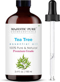 Majestic Pure Essential Oil with Glass Dropper - 100% Pure and Natural - Essential Oils for Diffuser, Aromatherapy, Soap and Candle Making, Tea Tree Essential Oil, Tea Tree Oil, 3.4 Fl Oz