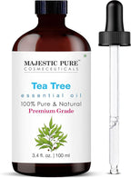 Majestic Pure Essential Oil with Glass Dropper - 100% Pure and Natural - Essential Oils for Diffuser, Aromatherapy, Soap and Candle Making, Tea Tree Essential Oil, Tea Tree Oil, 3.4 Fl Oz