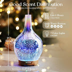Porseme 3D Essential Oil Diffuser Cool Mist Humidifier Ultrasonic Aromatherapy Diffuser,150ml Last 6h,Auto Shut-Off,Air Refresh,Decoration for Home,Office,Yoga,Baby,Sleep