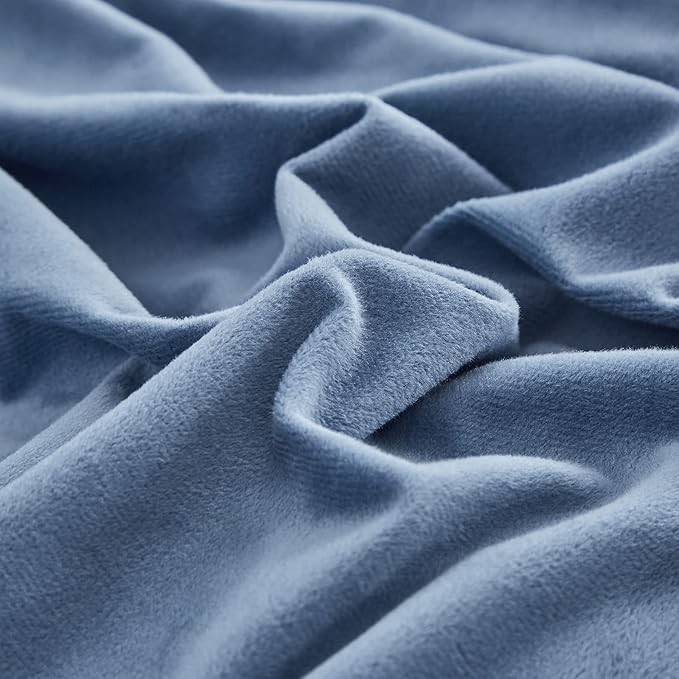 Cottonight Velvet Comforter Set - California King, Lake Blue Flannel Bedding - Thick Heavyweight, Warm Blanket Quilts - Winter 3 Piece Set for Cal King Bed