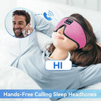 Sleep Headphones, 3D Sleep Mask, LIGHTIMETUNNEL Washable Sleeping Headphones with Ultra Thin Stereo Speakers Microphone Hands Free for Insomnia Travel Pink