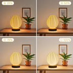 Table Lamp Bedside Small Side Table Lamp with Woodbase Peach 3D Printing Button Control Table USB Lamp Dimmable Nightstand Lamp with PLA Lampshade for Living Room Bedroom Decor