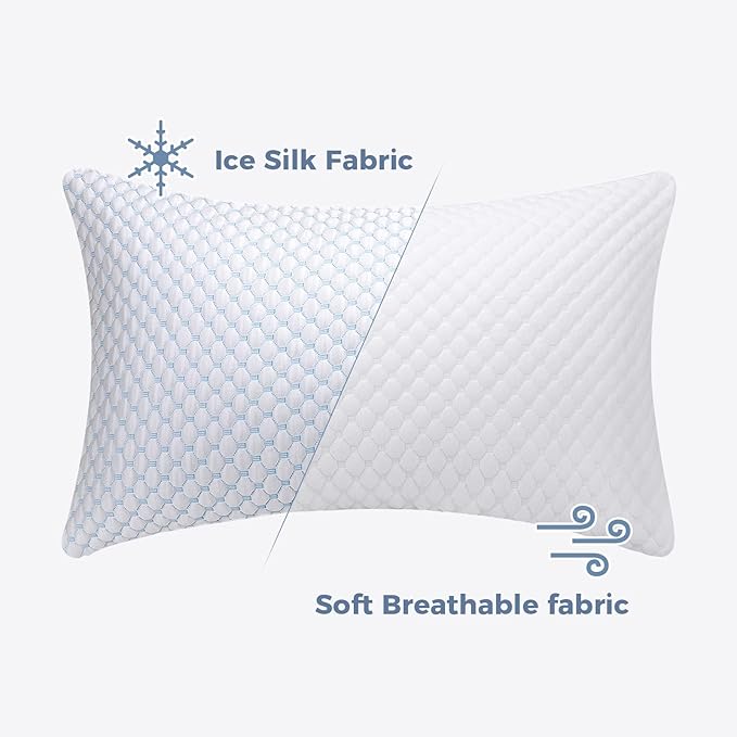 OSBED Adjustable Cooling Shredded Memory Foam Pillows King Size Set of 4 - Temperature-Regulating for Hot Sleepers with Dual Airflow Ventilation(CertiPUR-US & Hypoallergenic & Machine Washable)