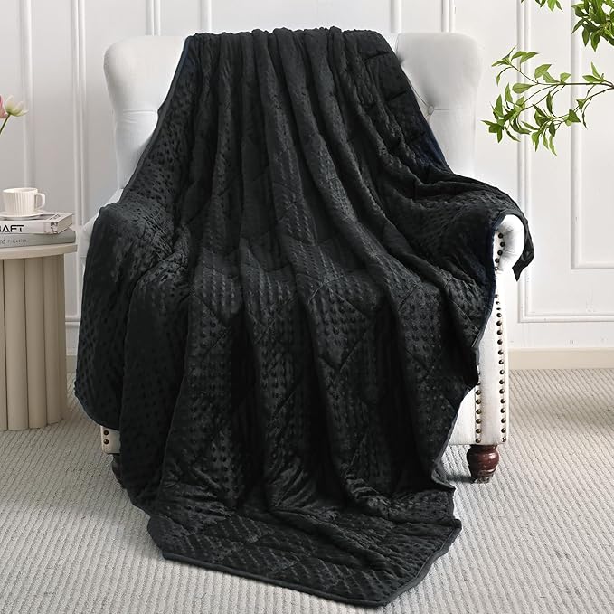 Mr. Sandman Weighted Blanket for Adults, Heavy Blanket for Woman, Man Sleeping/Calm, Soft and Cozy Weighted Throw Blankets, Machine Washable, 60 x 80in, 15 lbs, Black