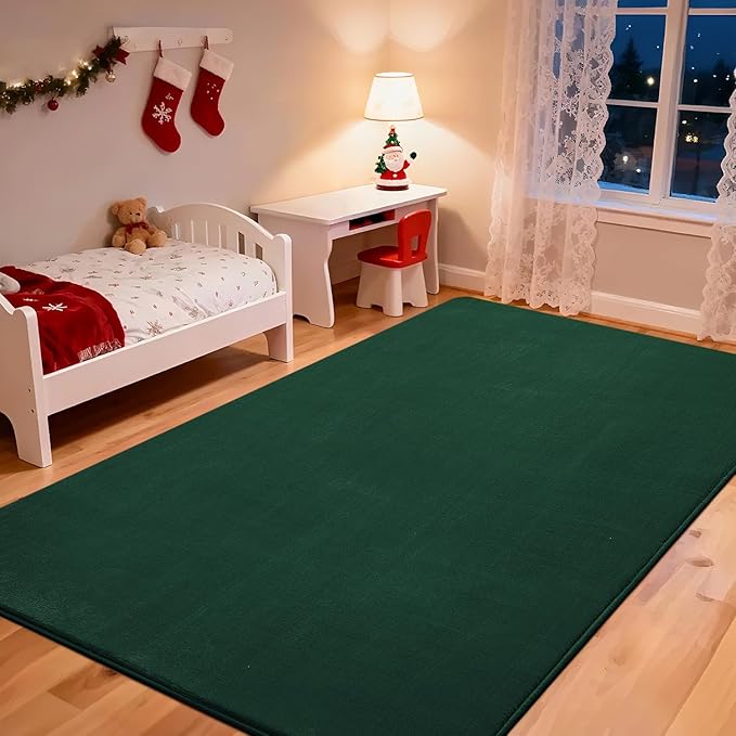 Przemy Washable Area Rug for Bedroom Living Room, 4x6 Feet Green Memory Foam Rugs, Super Soft Modern Indoor Carpet for Kids Room Boys Girls Dorm Bedside Nursery Decor