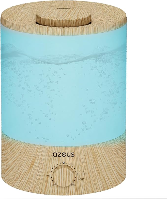 AZEUS 3.5L Ultrasonic Humidifier with 7-Colour Night Light, Aroma Diffuser Compatible Cool Mist Humidifier, Quiet & Adjustable for Bedroom, Nursery, Office