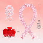 Hello Kitty x Kitsch XL Satin Heatless Curling Set- Heatless Hair Curler To Sleep In for Frizz-Free & Soft Curls, Comes with Bow Shape Design Hair Claw and Satin Scrunchies, Gifts for Women, 4pc Set