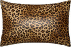 1 Pack Satin Pillowcase for Hair and Skin Abstract Brown Leopard Imitation Silk Pillowcase with Hidden Zipper Soft Breathable Smooth Cooling Pillow Cover King Size for Bedroom Sofa 20”x36”