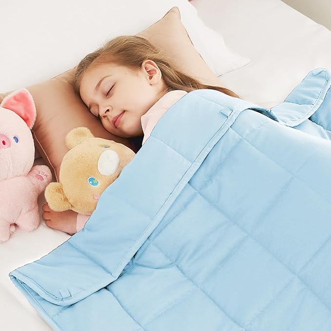 CuteKing Weighted Blanket - Weighted Blanket with Premium Glass Beads - Breathable Heavy Blanket for Comfortable Rest - Thick Blanket All Season (5lbs, 36"x48", Light Blue)