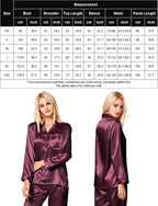 SWOMOG Long Sleeve Pajamas Set Silk Satin Sleepwear Button Down Pjs Loungewear with Pocket