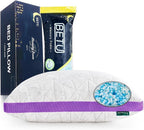 BETU Cooling Pillows Standard Size Set of 2, Shredded Memory Foam Cool Pillows for Hot Sleepers, Adjustable Firm Soft Support Bed Pillow Perfect for Back Neck Pain and Side Sleeping, Purple