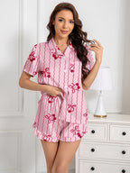 Umeyda Girls & Women Satin Pajamas Set Button Down 2 Piece Silk Pjs Shorts Set Ruffle Sleepwear, 5 Years-Women L
