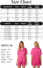 Girls & Womens Satin Pajamas Set, Silk Button-Down Sleepwear 2 Piece Nightwear, 3 Years - Women XXL