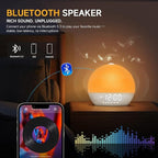 Geuuap Sunrise Alarm Clock White Noise Sound Machine for Bedroom | Natural Wake-Up Light with 30 Soothing Sleep Aids, Bluetooth Speaker, Dimmable Clock, Screen-Free Design for Baby Adults Kids-White