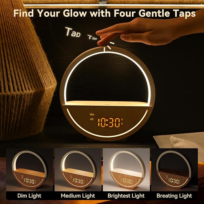 Vivilumens Wake Up Light Sunrise Alarm Clock - White Noise Sound Machine with 20 Soothing Sounds Sleep Better, Weekdays/Weekends Dual Alarms, Bedroom Bedside Lamp, Gift for Heavy Sleepers