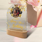 Customized Birthday Gifts Personalized Acrylic LED Night Light Lamp Plaque Custom Photo Name Age Birthday Gifts for Women Men(B-Black and Gold)
