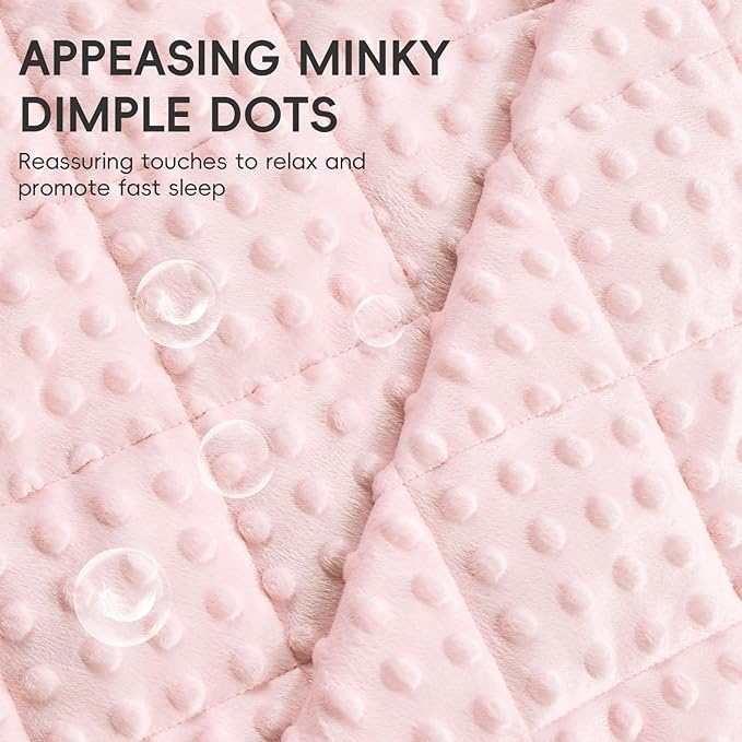 yescool Pink Weighted Blanket for Adults 15 lb, 48 * 72in Twin Full Size Heavy Throw Blanket for Teens Better Sleep