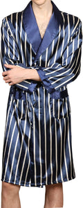 Mens Satin Robe,Silk Long Sleeve House Kimono Bathrobe,Soft Loungewear Dragon Robe