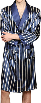 Mens Satin Robe,Silk Long Sleeve House Kimono Bathrobe,Soft Loungewear Dragon Robe