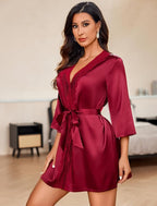 Avidlove Women's Kimono Robe Short Satin Pure Short Silky Robes
