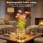 Cornflower Flower Lamp, Rechargeable Artificial Flower Table Lamp with 3 Color Temperature, Dimmable Touch Cordless Lamp for Bedroom Room Home Decor, Birthday Mother's Day Gift for Mom Grandma Women