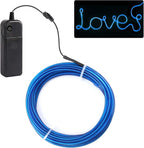 JIGUOOR EL Wire Battery Pack 9.8ft / 3m Bright Neon Light Strip 360° Illumination Neon Tube Rope Lights for DIY, Festival, Party Decoration, Pub, Halloween, Chrismas. (9.8ft / 3m, Blue)