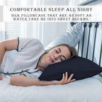 Silk Pillow Cases 2 Pack Soft Breathable and Sliky King Size Pillow Cases Set of 2,Natural Mulberry Silk Pillowcase Set of 2 for Hair and Skin with Hidden Zipper (Navy Blue,20"X 36",2pcs)
