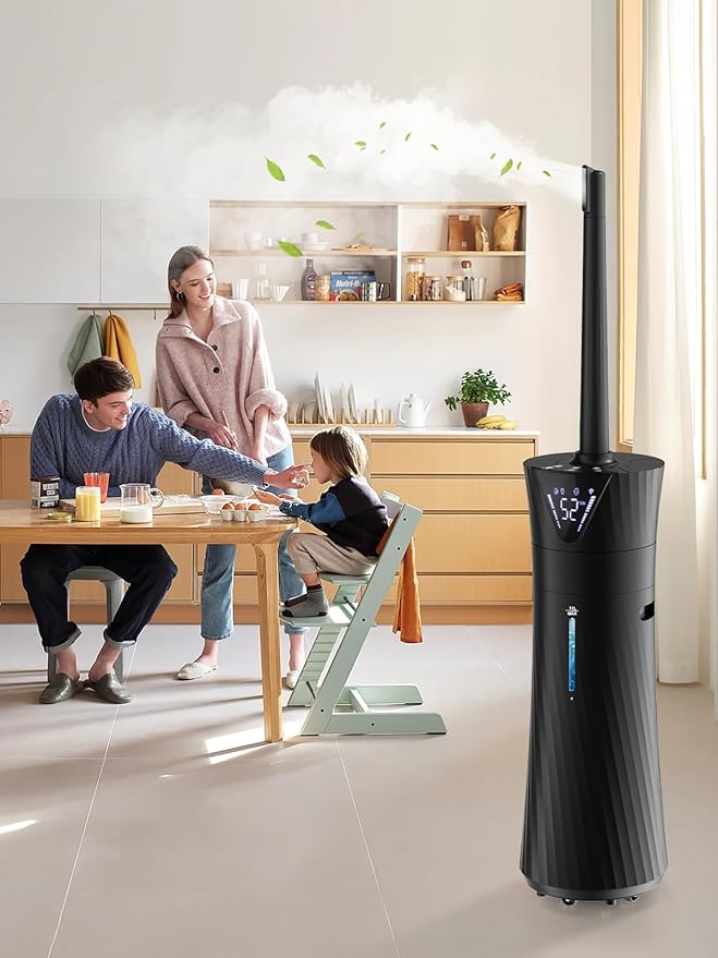 17L/4.5Gal Humidifier Large Room, Smart Quiet Ultrasonic Cool Mist Humidifiers for Bedroom, Covers 2000ft², 56H Runtime, 24H Timer, 3 Mist Modes Humidifiers for Home, Office, Plants, Black