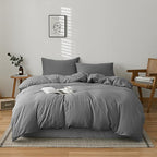 Cottonight Grey Comforter Set King Men Dark Gray Bedding Comforter Set King Size Solid 3Pcs Bed Set Modern Cozy Breathable Gray Bedding Comforter Sets for Women Men