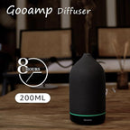 Gooamp 200ML Ceramic Essential Oil Diffuser - Ultrasonic Aromatherapy & Humidifier with 7-Color LED Lights, Auto Shut-Off, Black, 1H/3H/6H Timer | Scent for Home, Office, Yoga