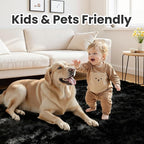 5x7 Area Rugs for Living Room: Ultra Soft Fluffy Shag Black Rug for Bedroom, Non-Slip Large Fuzzy Plush Rug Indoor Floor Carpet for Nursery Kids Boys Girls Room, Dorms, Modern Home Decor