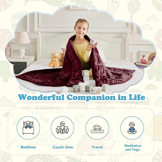 CuteKing Weighted Blanket - 36"x48" 5lbs Minky Dots Heavy Blanket with Glass Beads Soft Breathable for All-Season Summer Fall Winter Thick Comfort for Rest